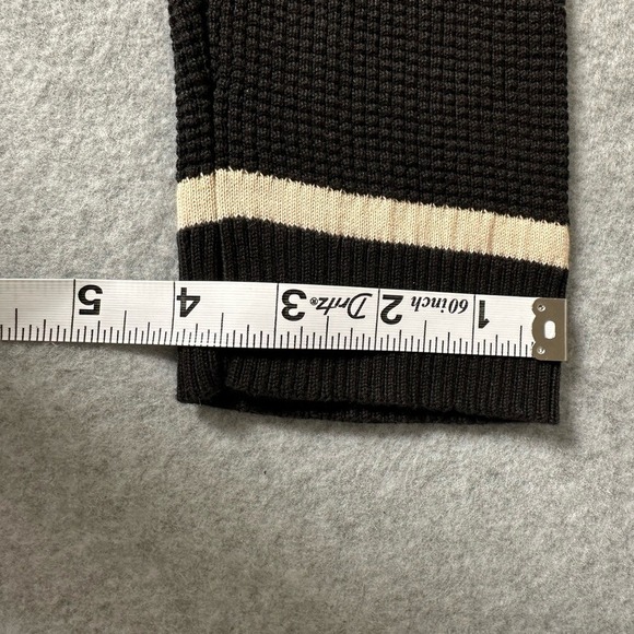 Ann Taylor LOFT Black Knit Polo Sweater Beige Trim Long Sleeve Women - Picture 7 of 11